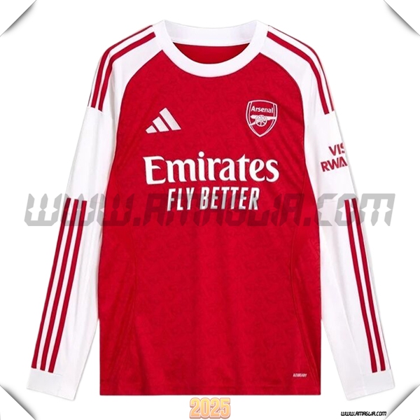 Nuovo Maglia da Arsenal Maniche lunghe Prima 2025 2026 Rosso/Bianco