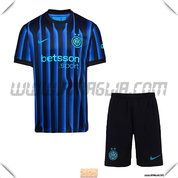 Nuovo Maglia da Inter Milan Bambino Prima 2025 2026 Blu/Nero