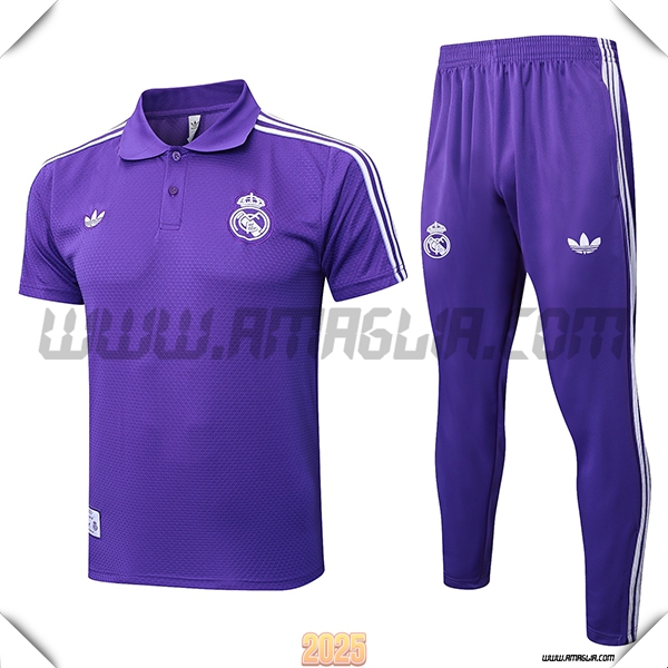 Kit Maglia Polo Real Madrid viola/Bianco 2025 2026