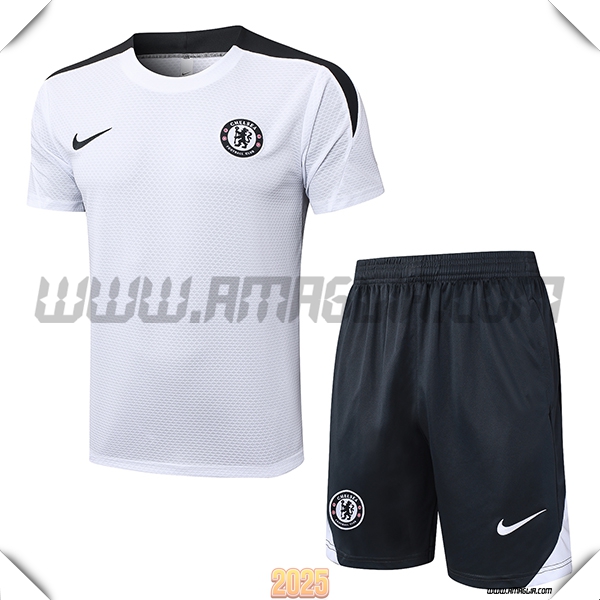 Kit Maglia Allenamento FC Chelsea Bianco/Grigio 2025 2026