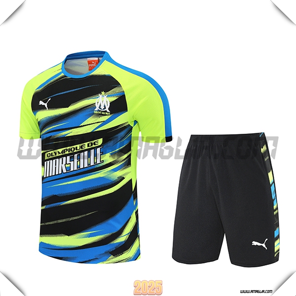Kit Maglia Allenamento Marsiglia Verde/Blu/Nero 2025 2026