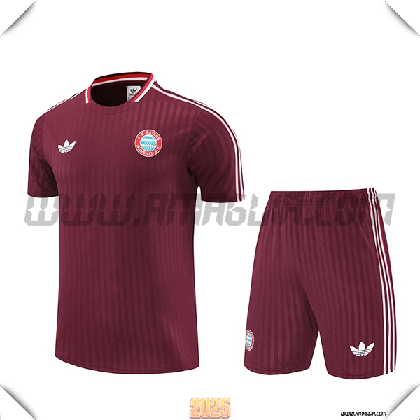 Kit Maglia Allenamento Bayern Monaco Rosso/Bianco 2025 2026 -03