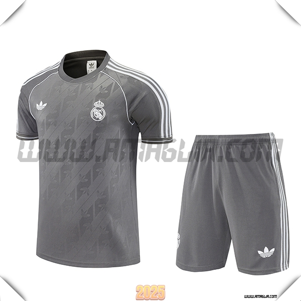 Kit Maglia Allenamento Real Madrid Grigio/Bianco 2025 2026 -02