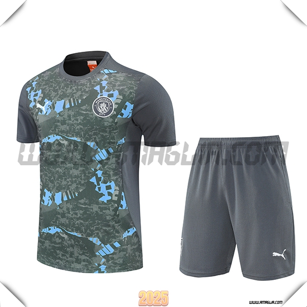 Kit Maglia Allenamento Manchester City Grigio/Verde/Blu 2025 2026