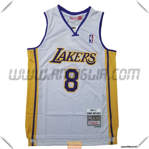 Maglia Los Angeles Lakers (BRYANT #8) 2025/26 Bianco/Giallo/viola