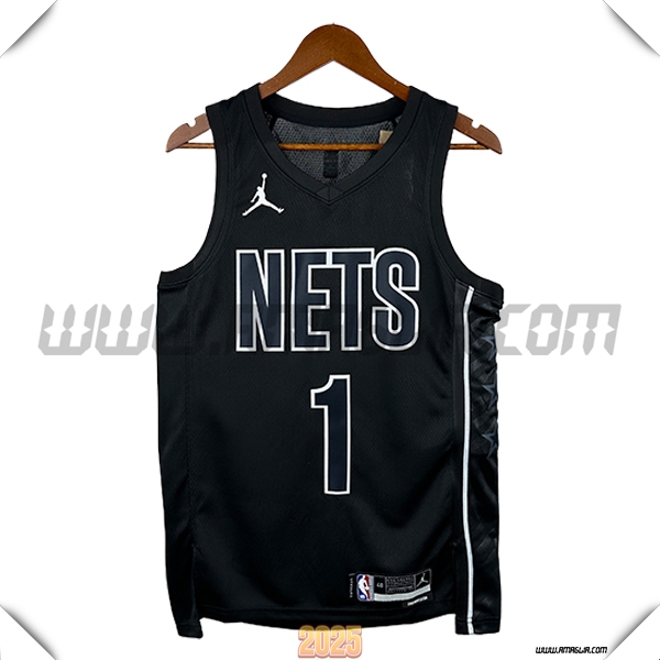 Maglia Brooklyn Nets (RUSSELL #1) 2025/26 Nero/Bianco