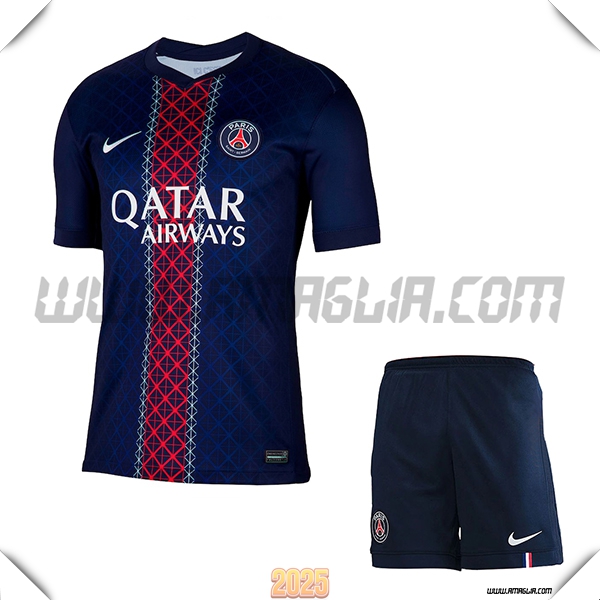 Kit Maglia da PSG Prima + Pantaloncini Blu Reale 2025 2026