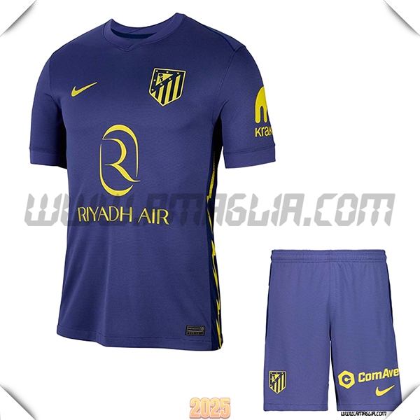 Kit Maglia da Atletico Madrid Seconda + Pantaloncini Blu Marina 2025 2026