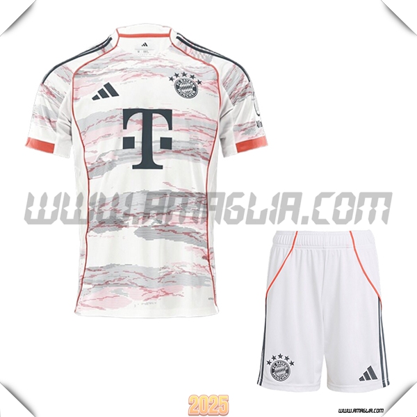 Kit Maglia da Bayern Monaco Seconda + Pantaloncini Grigio/Bianco 2025 2026