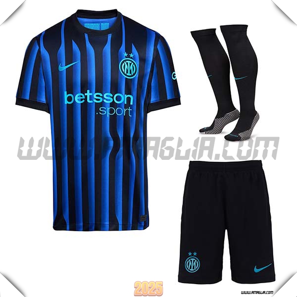 Kit Maglia da Inter Milan Prima (Pantaloncini + Calzini) Blu/Negro 2025 2026