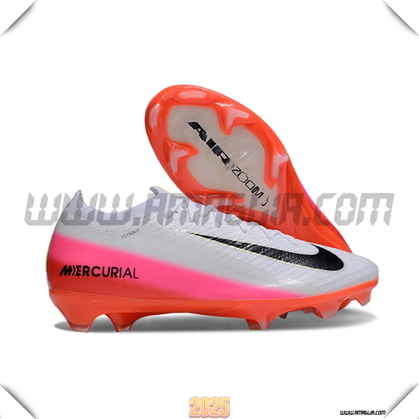 Nike Scarpe Da Calcio AIR Zoom Mercurial Vapor 16 Elite XXV FG Bianco/Nero/Rosa/Arancia