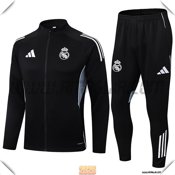 Tuta Calcio Giacca Real Madrid Nero/Grigio 2025 2026 -02