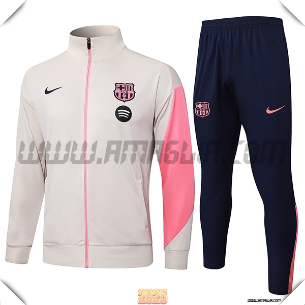 Tuta Calcio Giacca FC Barcellona Beige/Rosa 2025 2026