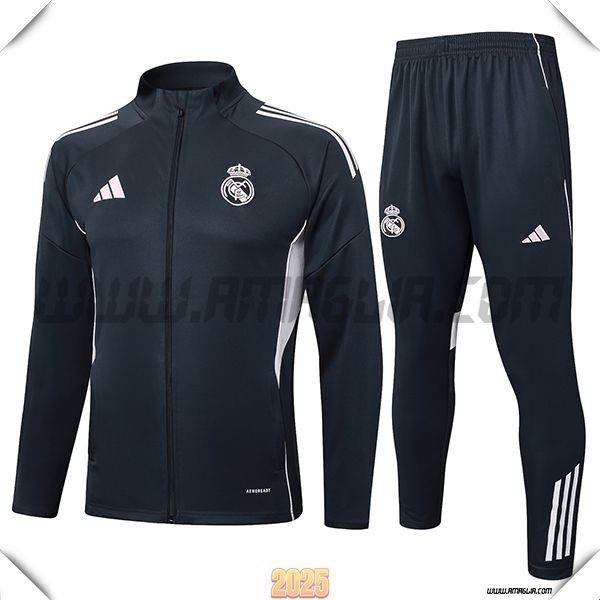 Tuta Calcio Giacca Real Madrid Grigio Scuro 2025 2026