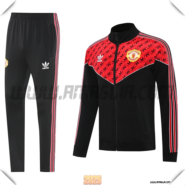 Tuta Calcio Giacca Manchester United Nero/Rosso 2025 2026 -03