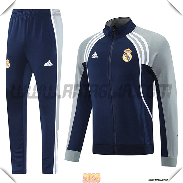 Tuta Calcio Giacca Real Madrid Blu/Grigio/Bianco 2025 2026