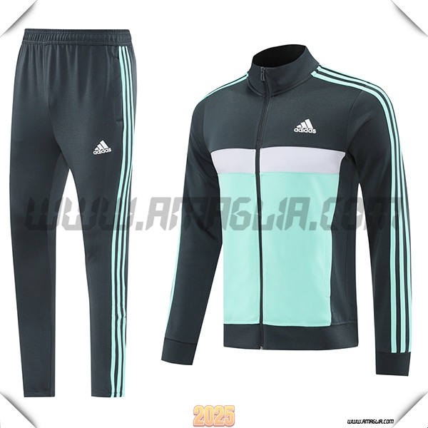 Tuta Calcio Giacca Adidas Verde/Grigio/Bianco 2025 2026