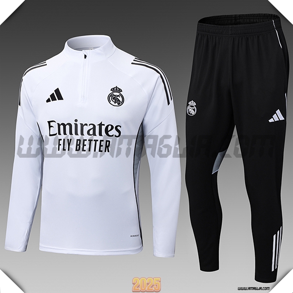Tuta Calcio Real Madrid Bambino Bianco/Nero 2025 2026