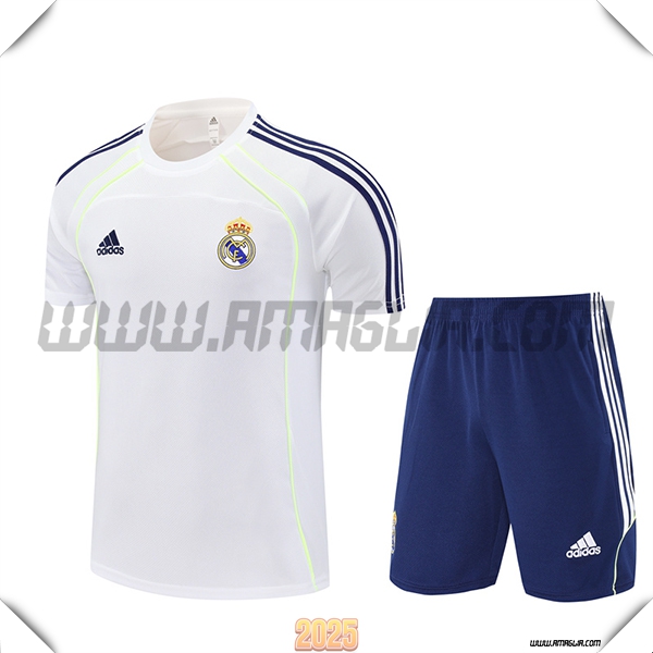 Kit Maglia Allenamento Real Madrid Bianco/Blu 2025 2026