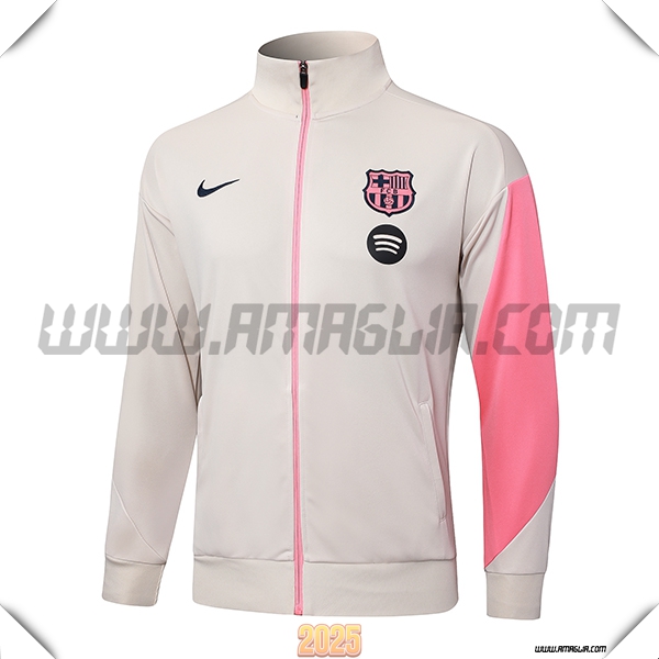 Giacca Calcio FC Barcellona Beige/Rosa 2025 2026
