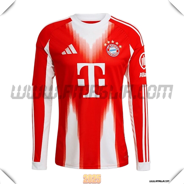 Nuovo Maglia da Bayern Monaco Maniche lunghe Prima 2025 2026 Rosso/Bianco