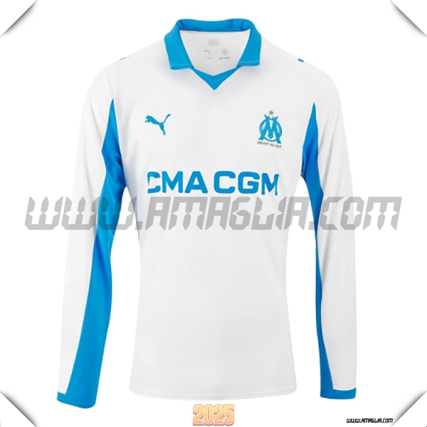 Nuovo Maglia da Marsiglia OM Maniche lunghe Prima 2025 2026 Bianco