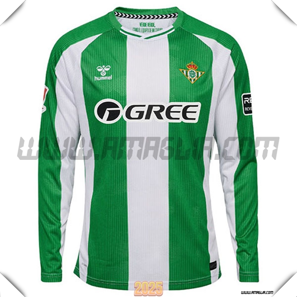 Nuovo Maglia da Real Betis Maniche lunghe Prima 2025 2026 Verde/Bianco