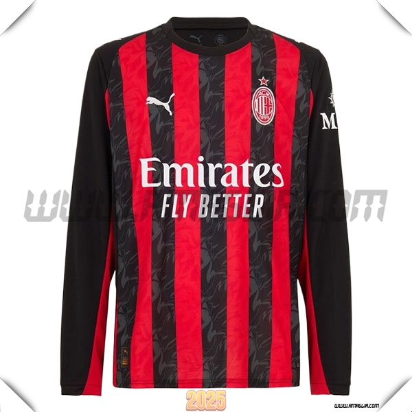 Nuovo Maglia da AC Milan Maniche lunghe Prima 2025 2026 Rosso/Negro