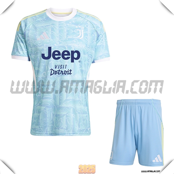Nuovo Maglia da Juventus Bambino Seconda Azzurro Chiaro 2025 2026