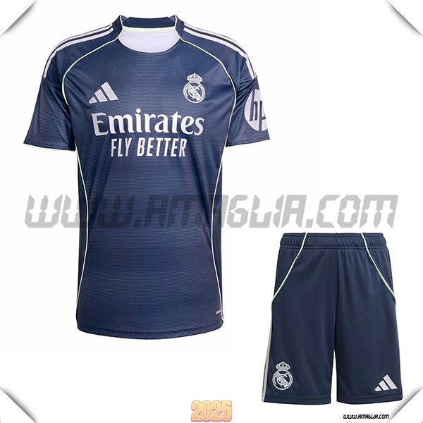 Nuovo Maglia da Real Madrid Bambino Seconda Blu Marina 2025 2026