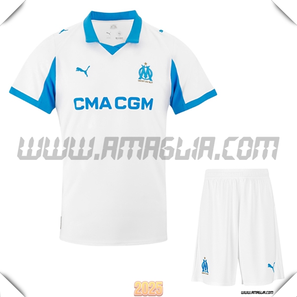 Nuovo Maglia da Marsiglia OM Bambino Prima Bianco 2025 2026