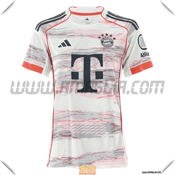 Nuovo Maglia da Bayern Monaco Donne Seconda Grigio/Bianco 2025 2026