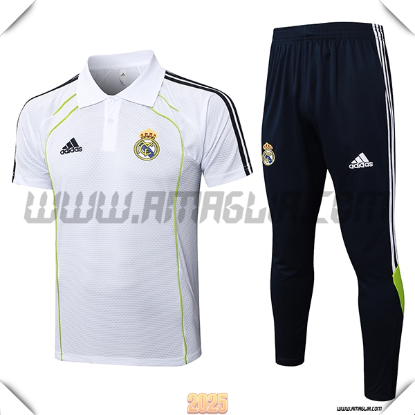 Kit Maglia Polo Real Madrid Bianco/Verde 2025 2026