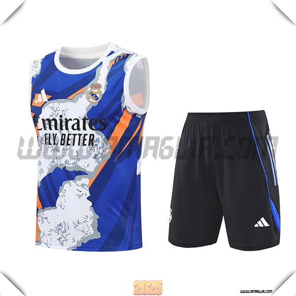 Kit Canotta Allenamentos Real Madrid Bianco/Blu/Arancia 2025 2026