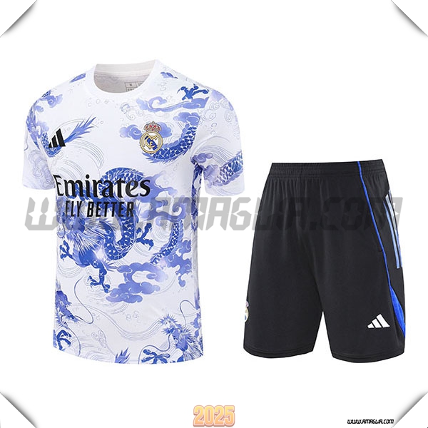 Kit Maglia Allenamento Real Madrid Bianco/Blu/Arancia 2025 2026 -02