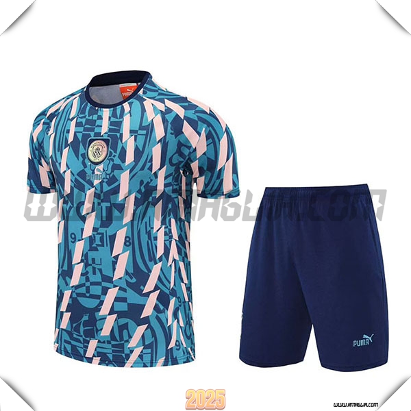 Kit Maglia Allenamento Manchester City Blu/Beige 2025 2026