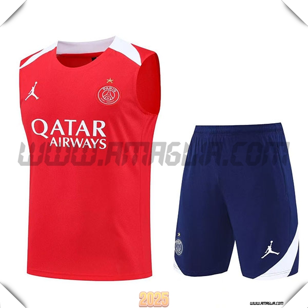 Kit Canotta Allenamentos PSG Rosso/Bianco 2025 2026
