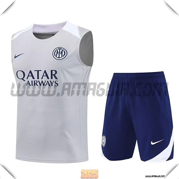 Kit Canotta Allenamentos Inter Milan Grigio/Bianco 2025 2026