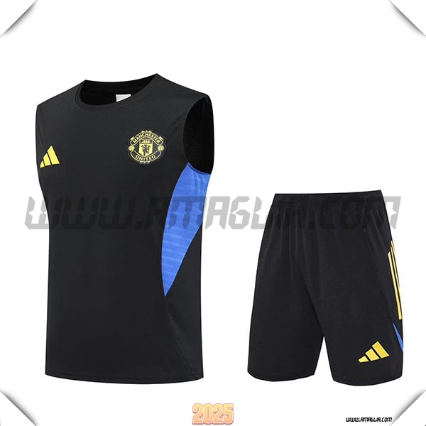 Kit Canotta Allenamentos Manchester United Nero/Blu 2025 2026