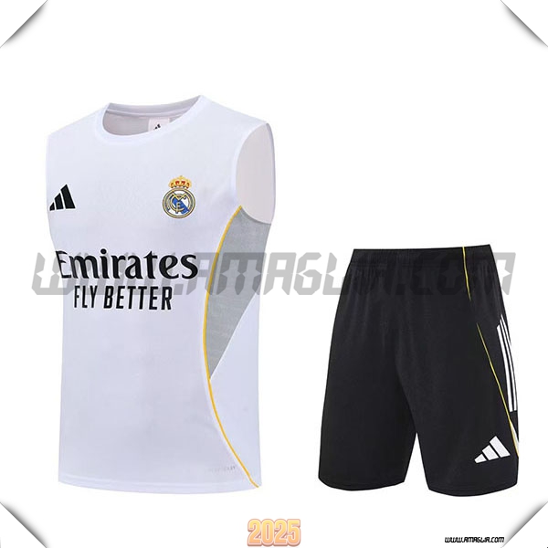Kit Canotta Allenamentos Real Madrid Bianco/Grigio 2025 2026