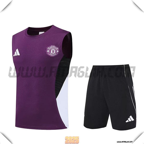 Kit Canotta Allenamentos Manchester United viola/Nero/Bianco 2025 2026