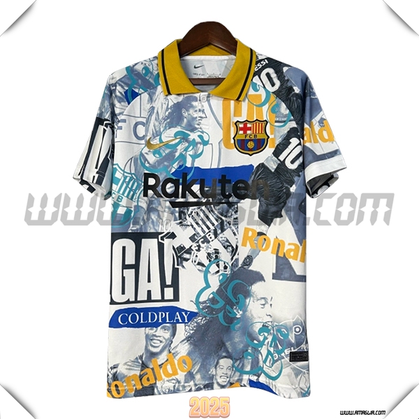 Maglia Polo FC Barcellona Bianco/Grigio/Blu/Giallo 2025 2026