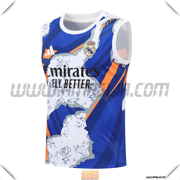 Canotta Allenamentos Real Madrid Bianco/Blu/Arancia 2025 2026
