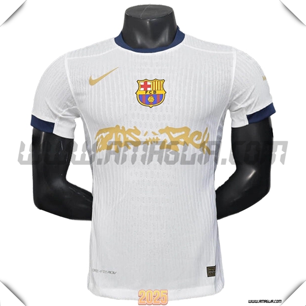 T Shirt Allenamento FC Barcellona Bianco/Giallo 2025 2026