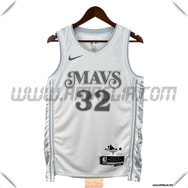 Maglia Dallas Mavericks (FLAGG #32) 2025/26 Bianco/Grigio