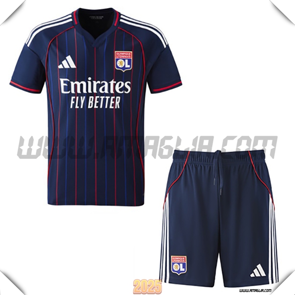 Kit Maglia da Lyon OL Seconda + Pantaloncini Nero 2025 2026