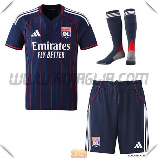 Kit Maglia da Lyon OL Seconda (Pantaloncini + Calzini) Nero 2025 2026
