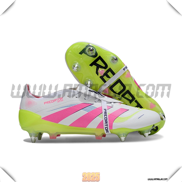 Adidas Scarpe Da Calcio 25 Predator Elite Tongue SG Bianco/Verde/Rosa