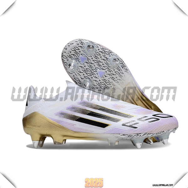 Adidas Scarpe Da Calcio F50 Elite Laceless SG Bianco/Nero/viola/Giallo