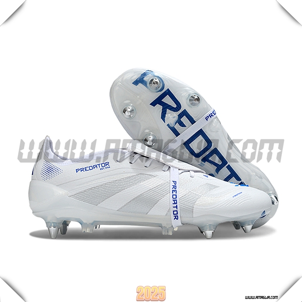 Adidas Scarpe Da Calcio 25 Predator Elite Tongue SG Bianco/Blu/Grigio -02
